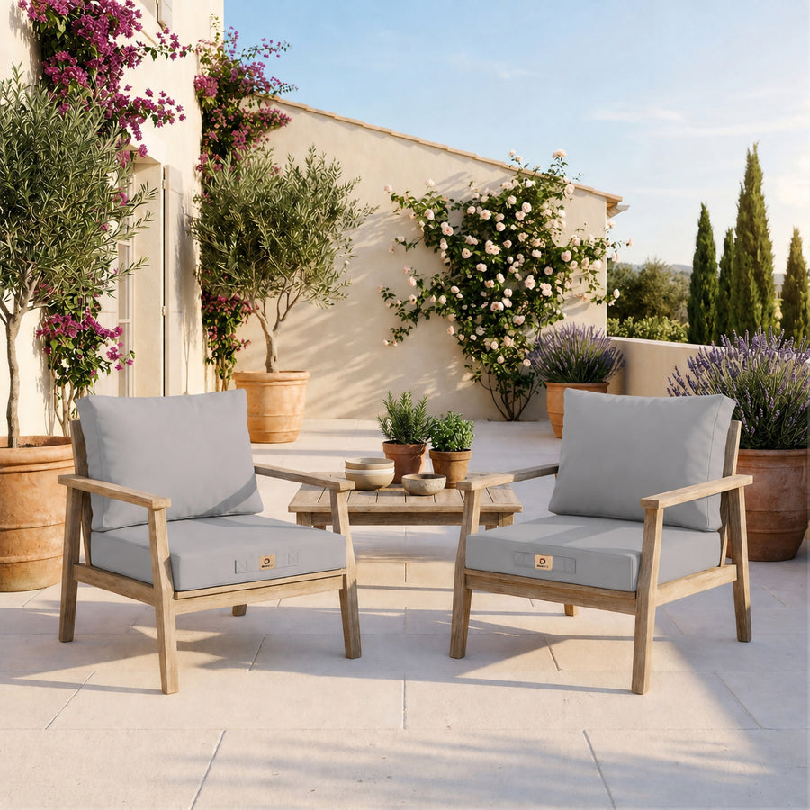 Set Cuscini Salotto da Giardino 50x50 Grigio Ciottolo - Sfoderabile & Anti-UV (Seduta + Schienale)