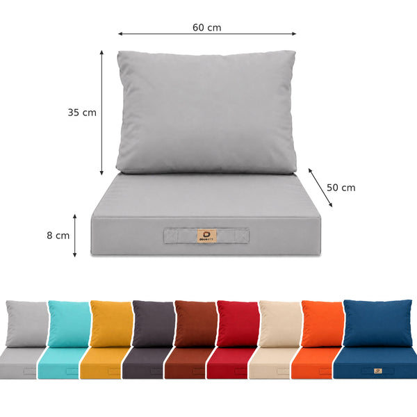 Set Cuscini Salotto da Giardino 50x60 Grigio Ciottolo - Larghezza 60 cm (Seduta + Schienale)