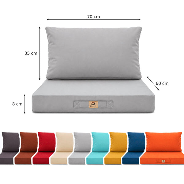 Set Cuscini Salotto da Giardino 60x70 Grigio Ciottolo - Sfoderabile & Anti-UV (Seduta + Schienale)