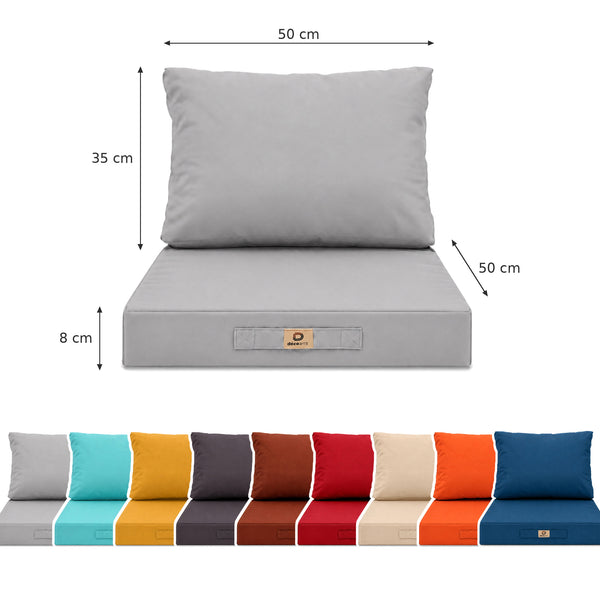 Set Cuscini Salotto da Giardino 50x50 Grigio Ciottolo - Sfoderabile & Anti-UV (Seduta + Schienale)