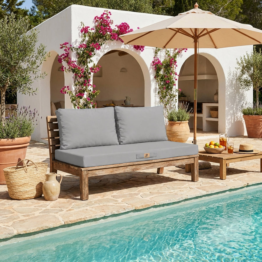 Set Cuscini Salotto da Giardino 100x50 Grigio Ciottolo - Sfoderabile & Anti-UV (1 Seduta + 2 Schienali)