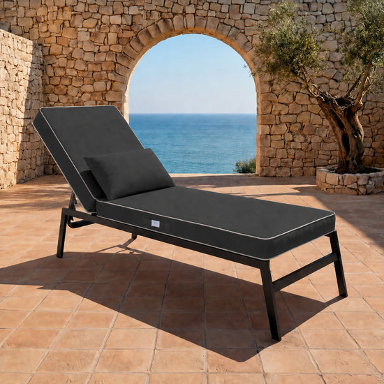 Materassino Premium Lettino 190x60 Grigio Scuro - Spessore 10cm & Poggiatesta (Sfoderabile)