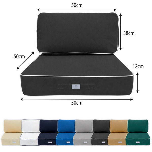 Set Cuscini Premium 50x50 Grigio Scuro - Spesso 12cm & Finitura con Profilo