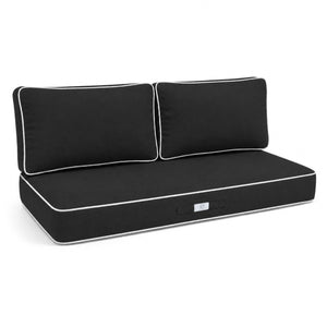 Set Cuscini Premium 100x50 Grigio Scuro - 1 Seduta + 2 Schienali (Spesso 12cm & Passepoil)