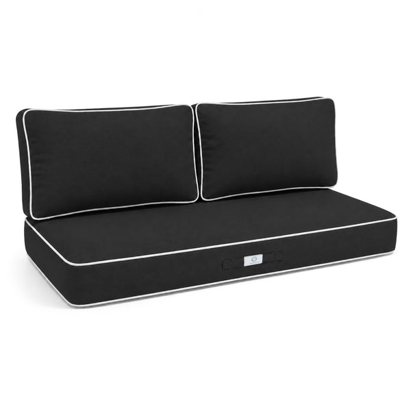 Set Cuscini Premium 120x60 Grigio Scuro - 1 Seduta + 2 Schienali (Spesso 12cm & Passepoil)