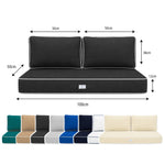 Set Cuscini Premium 100x50 Grigio Scuro - 1 Seduta + 2 Schienali (Spesso 12cm & Passepoil)