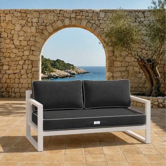 Set Cuscini Premium 100x50 Grigio Scuro - 1 Seduta + 2 Schienali (Spesso 12cm & Passepoil)