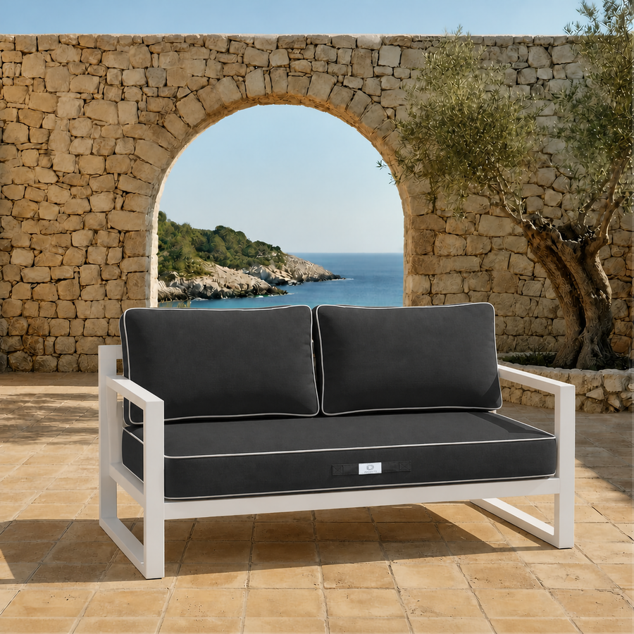 Set Cuscini Premium 120x60 Grigio Scuro - 1 Seduta + 2 Schienali (Spesso 12cm & Passepoil)