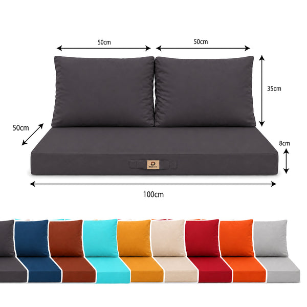 Set Cuscini Salotto da Giardino 100x50 Grigio Carbone - Sfoderabile & Anti-UV (1 Seduta + 2 Schienali)