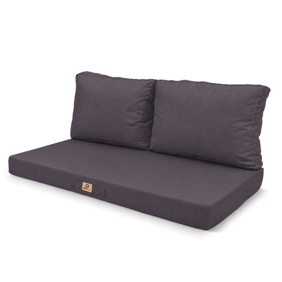 Set Cuscini Salotto da Giardino 120x60 Grigio Carbone - Sfoderabile & Anti-UV (1 Seduta + 2 Schienali)