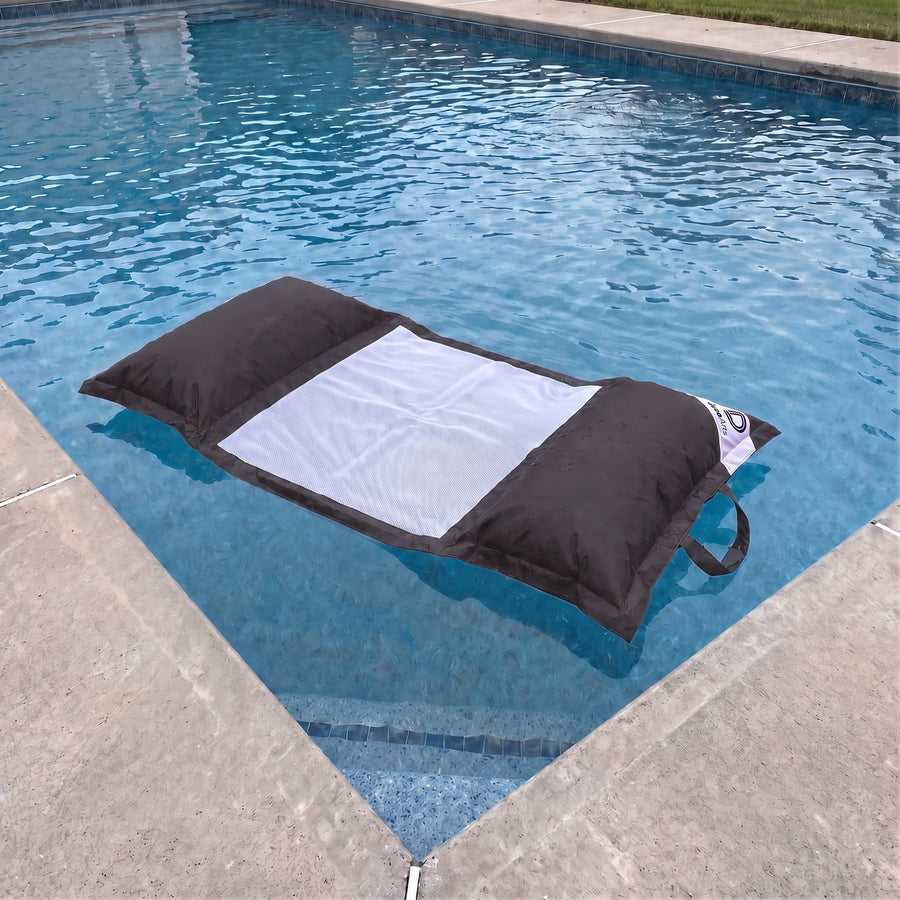 Pouf Galleggiante Piscina XXL 170x90 Grigio Carbone, imbottitura in perle di polistirolo