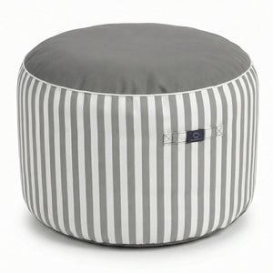 Pouf Rotondo Righe Grigio Chiaro - Premium 270g - Altezza 40cm Diametro 70cm