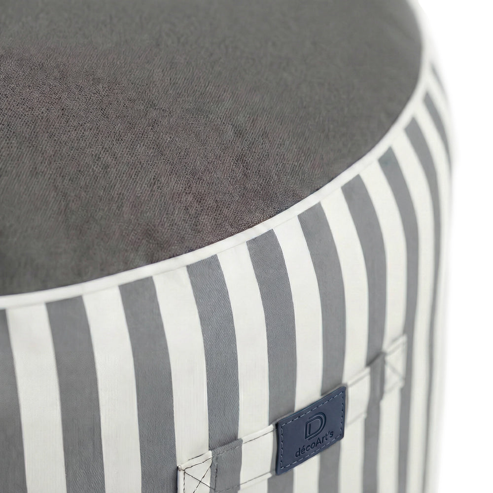Pouf Rotondo Righe Grigio Chiaro, imbottitura in perle e fibre di poliestere