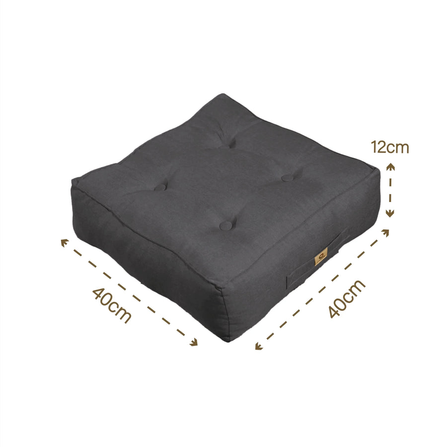 Set di 2 Cuscini da Pavimento Effetto Lino 40x40 Grigio Chiné, per interno ed esterno