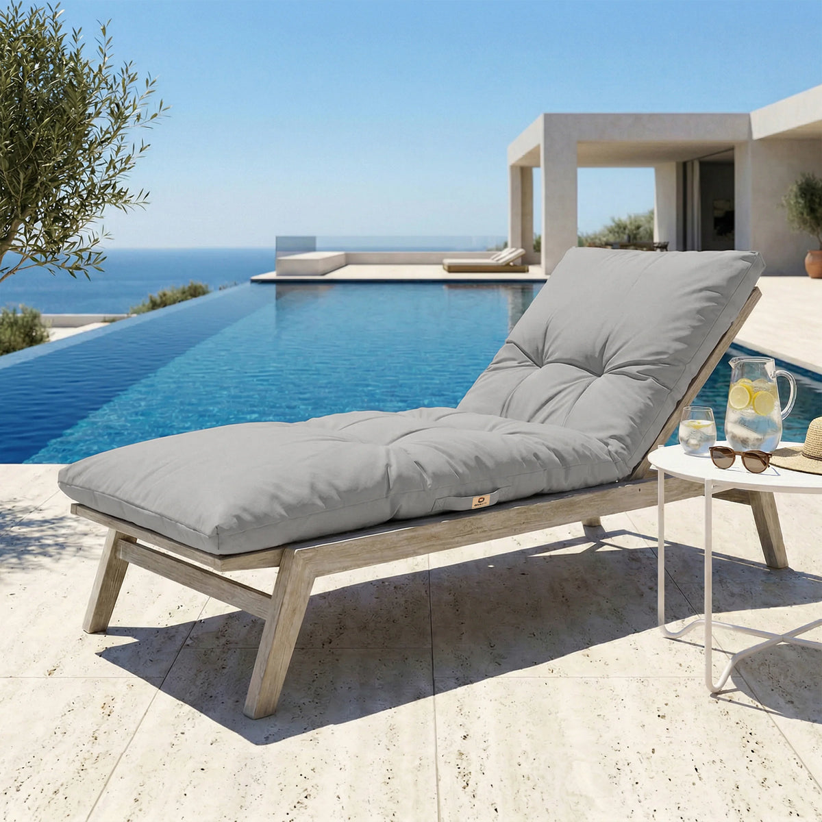 Materassino Lettino Prendisole 185x60 Grigio Ciottolo – Spesso 12cm & Impermeabile