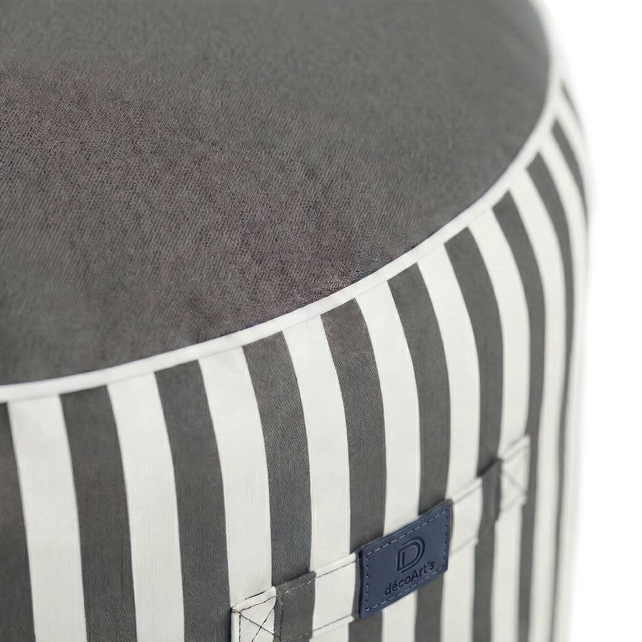 Pouf Rotondo Righe Grigio Scuro, imbottitura in perle e fibre di poliestere