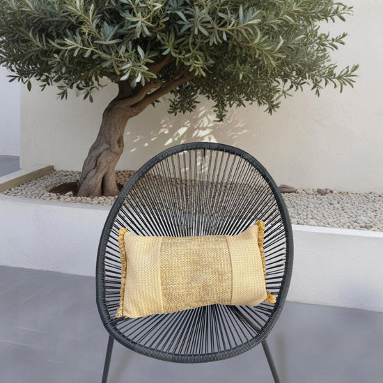 Coussin Déco Effet Raphia 30x50 "À Bandes" - vue principale
