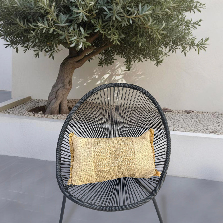 Coussin Déco Effet Raphia 30x50 "À Bandes" - vue principale