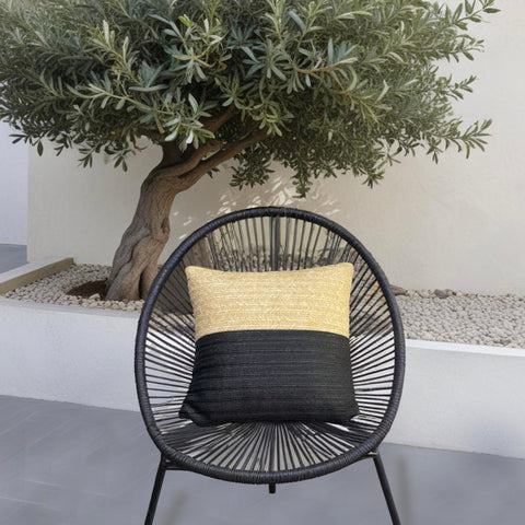Fodera per cuscino effetto rafia - Bicolore - Quadrata - 45x45cm