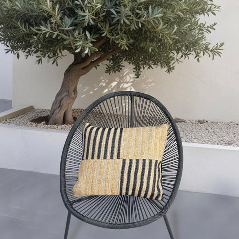 Fodera per cuscino effetto rafia - Bicolore a righe - Quadrata - 45x45cm