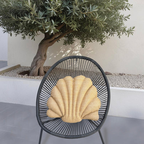 Cuscino effetto rafia - Forma conchiglia - 45x45cm