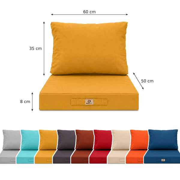 Set Cuscini Salotto da Giardino 50x60 Giallo - Larghezza 60 cm (Seduta + Schienale)