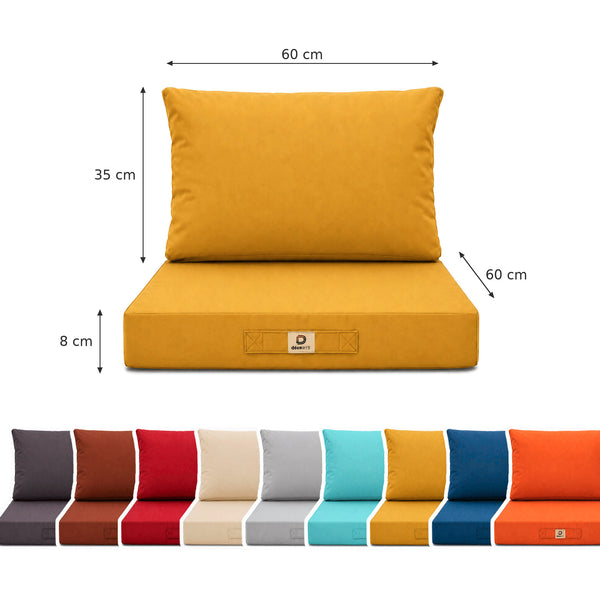 Set Cuscini Salotto da Giardino 60x60 Giallo - Sfoderabile & Anti-UV (Seduta + Schienale)
