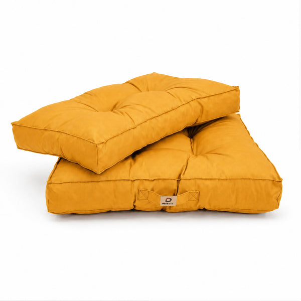 Set Cuscini Trapuntati 50x50 Giallo - Spesso 15cm & Morbido (Seduta + Schienale)