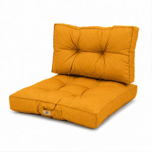 Set Cuscini Trapuntati 50x50 Giallo - Spesso 15cm & Morbido (Seduta + Schienale)