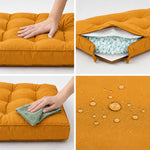 Set Cuscini Trapuntati 50x50 Giallo - Spesso 15cm & Morbido (Seduta + Schienale)