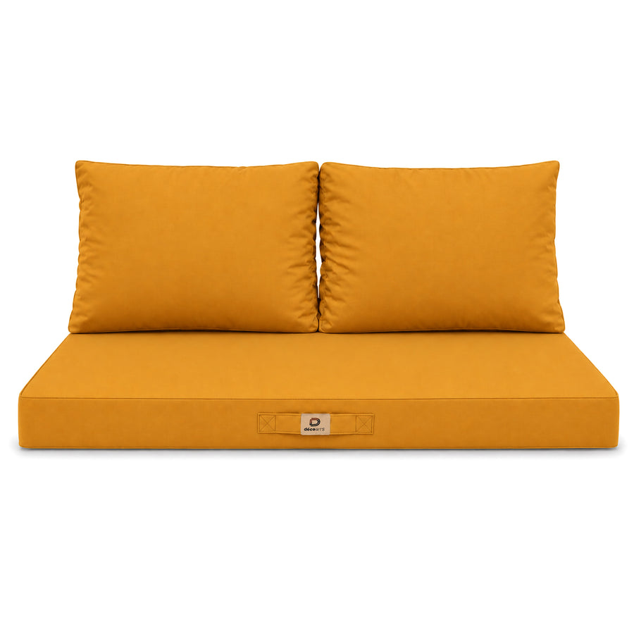 Set Cuscini Salotto da Giardino 120x60 Giallo, imbottitura in schiuma ad alta densità