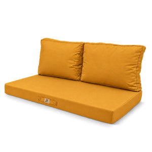 Set Cuscini Salotto da Giardino 100x50 Giallo - Sfoderabile & Anti-UV (1 Seduta + 2 Schienali)
