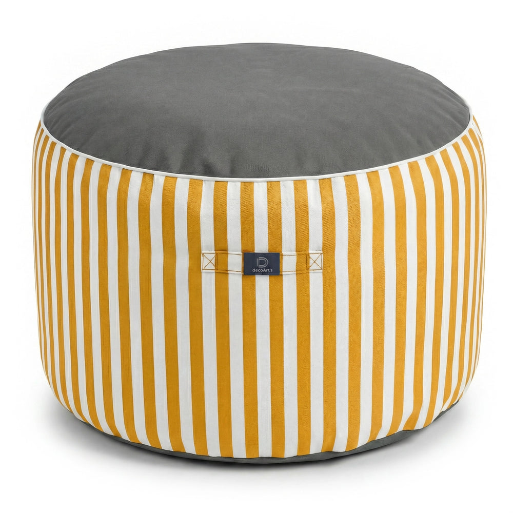 Pouf Rotondo Righe Giallo, per interno ed esterno