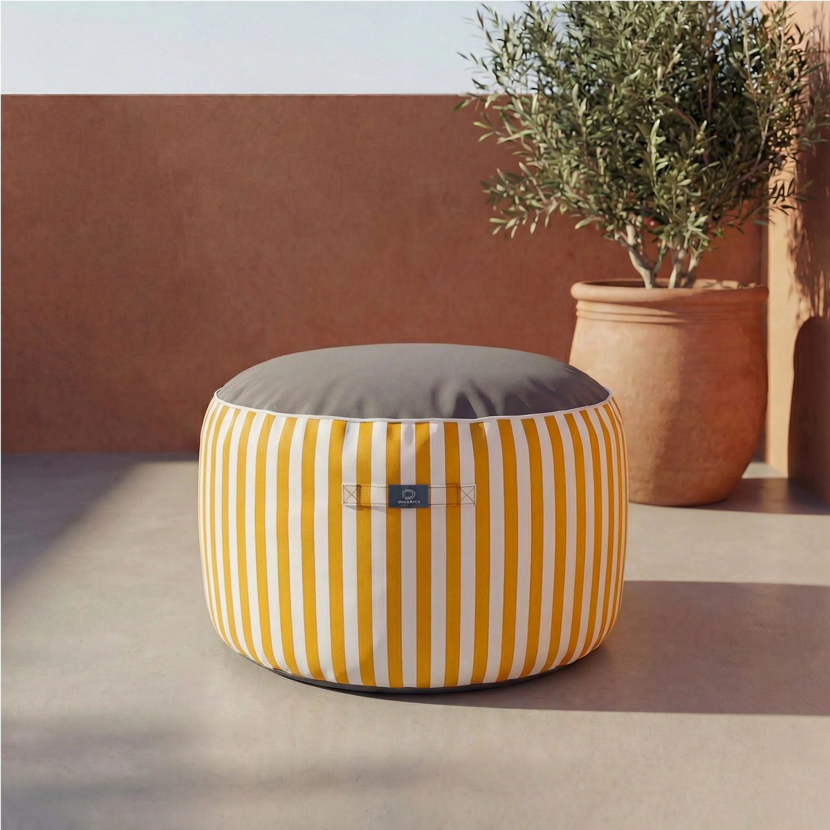 Pouf Rotondo Righe Giallo – Premium 270g – Altezza 40cm Diametro 70cm