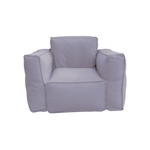 Coussin modulable pour fauteuil de jardin gris galet en tissu Olefin avec cœur gonflable et pompe incluse, pour espace extérieur.