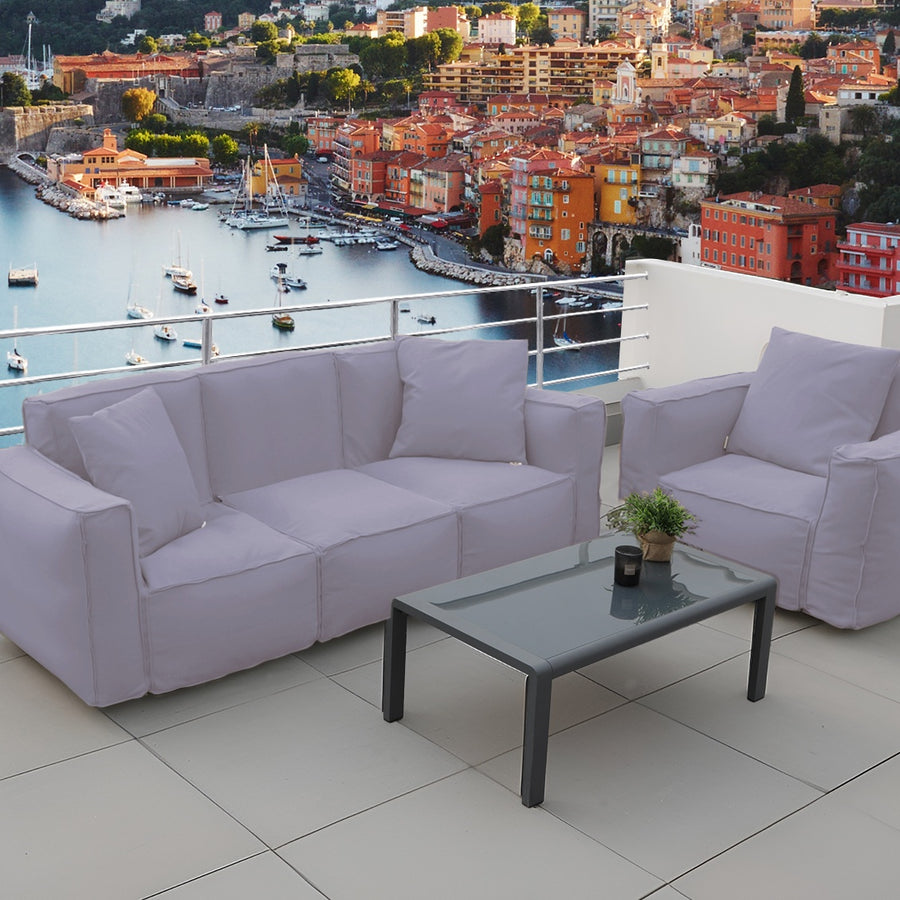 Poltrona Modulare da Giardino 90x75 Grigio Ciottolo – dimensioni 90 x 75 x 65 cm, braccioli 55 cm