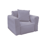 Coussin modulable pour fauteuil de jardin gris galet, en tissu Olefin avec cœur gonflable et pompe incluse, adapté aux canapés d'extérieur