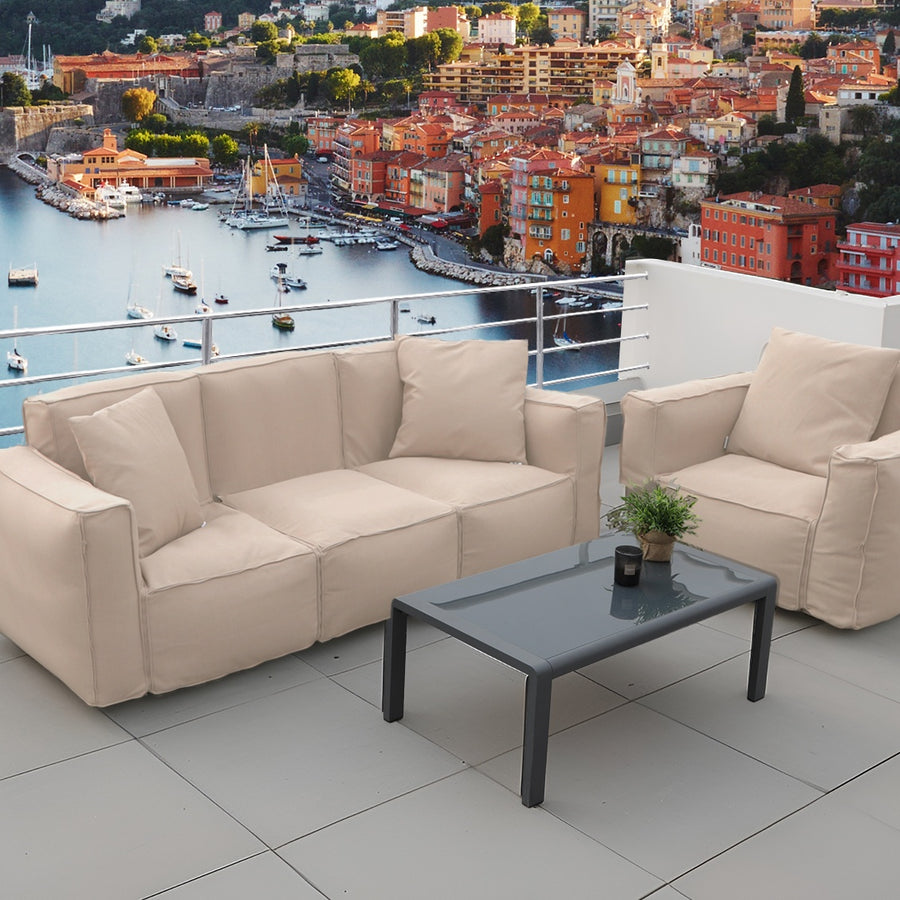 Poltrona Modulare da Giardino 90x75 Beige – dimensioni 90 x 75 x 65 cm, braccioli 55 cm