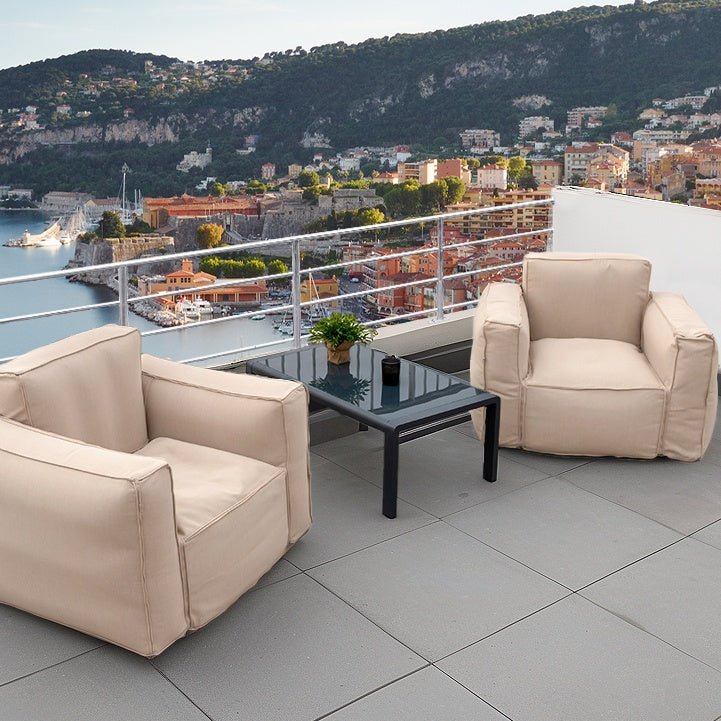 Due poltrone modulari Beige unite con cerniera in un divano a 2 posti