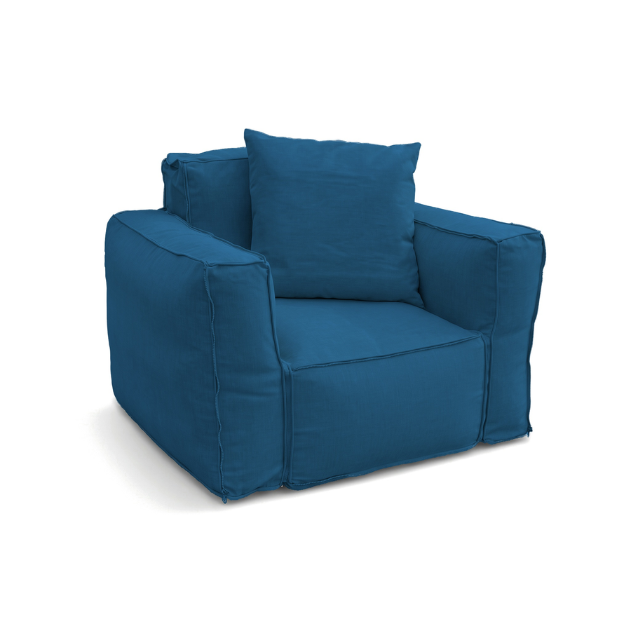 Poltrona Modulare da Giardino 90x75 Blu Petrolio con il suo cuscino decorativo 50x50