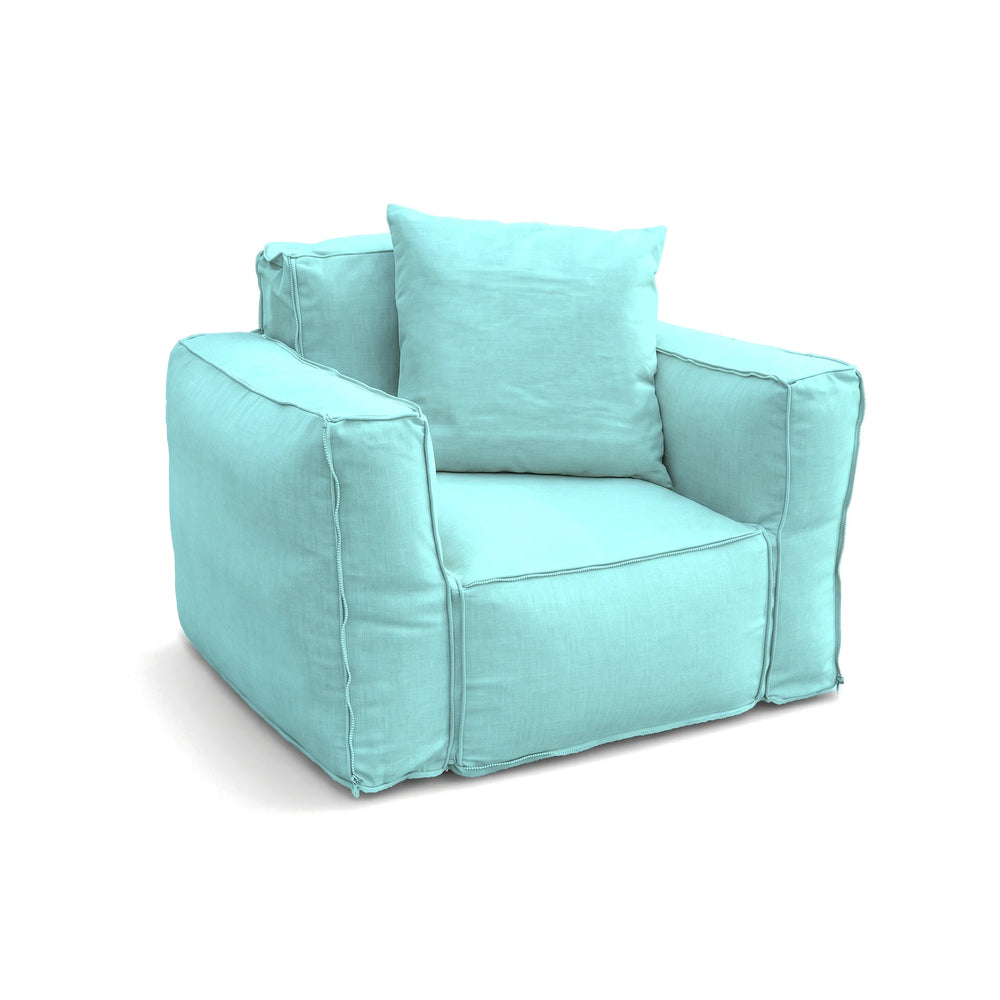 Poltrona Modulare da Giardino 90x75 Blu Caraibi con il suo cuscino decorativo 50x50