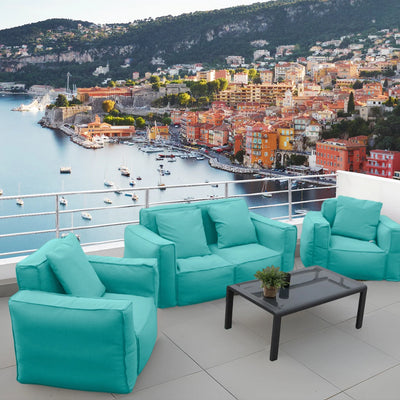 Fauteuil Modulable de Jardin 90x75 Bleu Caraïbes - vue latérale