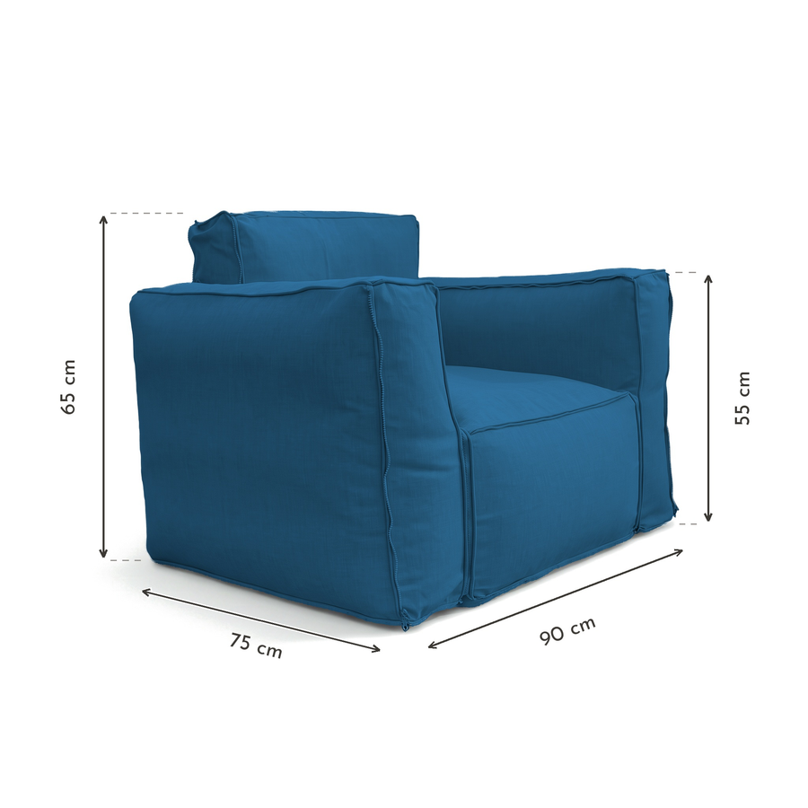 Poltrona Modulare da Giardino 90x75 Blu Petrolio – dimensioni 90 x 75 x 65 cm, braccioli 55 cm