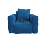 Coussin modulable pour fauteuil de jardin en tissu Olefin bleu pétrole avec cœur gonflable et pompe, pour fauteuils et canapés.
