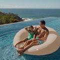 Poltrona Galleggiante Piscina XXL 140x120 Beige - Tessuto Olefin (Pompa Inclusa)