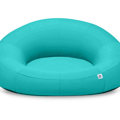 Pouf extérieur flottant pour piscine bleu Caraïbes, XXL 140x120 cm, en tissu Olefin avec pompe incluse.