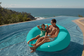 Pouf XXL Flottant pour Piscine 140x120x60 cm Bleu caraïbes - Deco-arts.fr