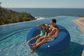 Pouf XXL Flottant pour Piscine 140x120x60 cm Bleu pétrole - Deco-arts.fr