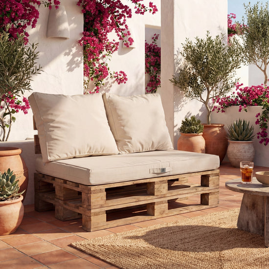 Kit Coussins Palette Déhoussable 120x80 Beige Clair - vue principale