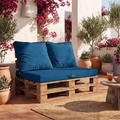 Set Cuscini Pallet Sfoderabili 120x80 Blu Petrolio - Impermeabile & Extérieur (1 Seduta + 2 Schienali)